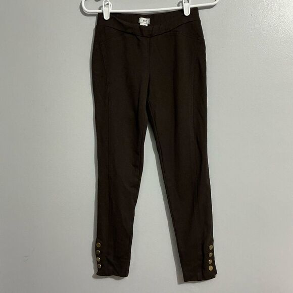 Cache brown leggings with brass buttons at the ankles size S - Picture 1 of 6